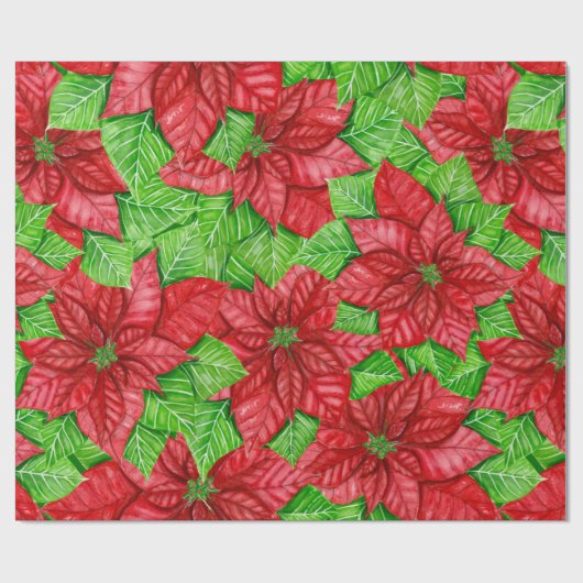 Poinsettia Aquarellbild Geschenkpapier (Flach)