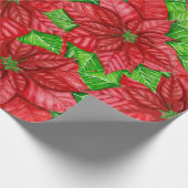 Poinsettia Aquarellbild Geschenkpapier (Ecke)
