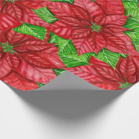 Poinsettia Aquarellbild Geschenkpapier (Ecke)