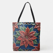 Poinsettia auf blau tasche (Vorderseite)