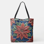 Poinsettia auf blau tasche (Rückseite)