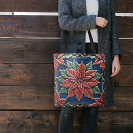 Poinsettia auf blau tasche