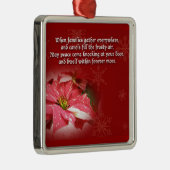 Poinsettia auf Rot mit Gedicht Ornament Aus Metall (Rechts)