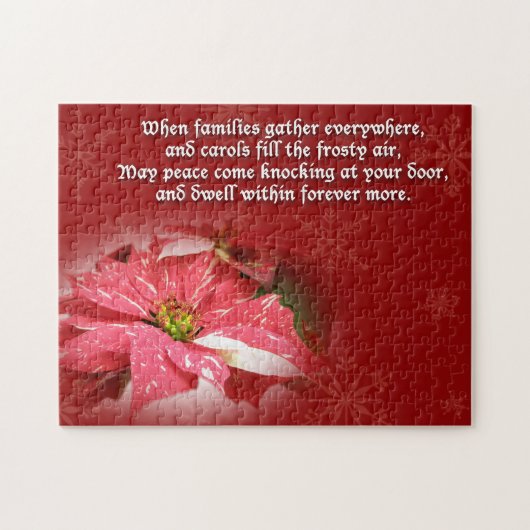 Poinsettia auf Rot mit Gedicht Puzzle (Horizontal)
