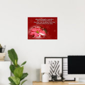 Poinsettia auf Rot mit Poster (Heimbüro)