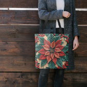 Poinsettia auf Rot Tasche