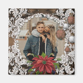 Poinsettia Bauble | Verziertes Weihnachtsfeiertag- Magnet (Vorne)