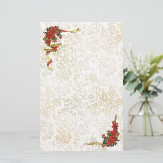 Poinsettia Bells Briefpapier (Stehend Vorderseite)