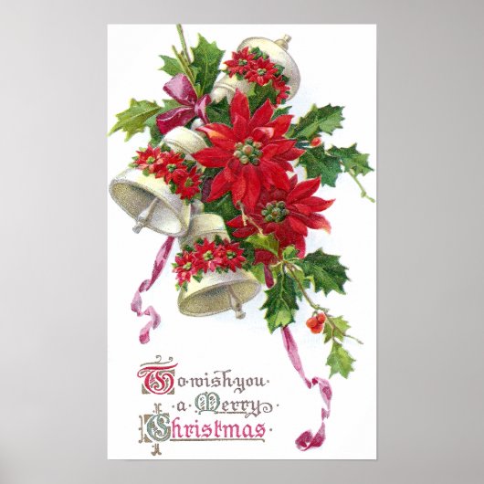 Poinsettia Bells und Holly Vintage Poster (Vorne)