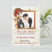 Poinsettia Bells Wedding Save The Date (Stehend Vorderseite)
