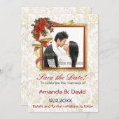 Poinsettia Bells Wedding Save The Date (Vorne/Hinten)