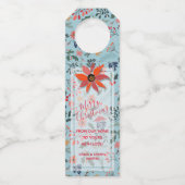 Poinsettia Berries Blätter Weihnachten Flaschenanhänger (Vorderseite)