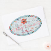 Poinsettia Berries Blätter Weihnachten Ovaler Aufkleber (Umschlag)