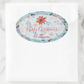 Poinsettia Berries Blätter Weihnachten Ovaler Aufkleber (Tasche)