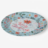 Poinsettia Berries Blätter Weihnachten Pappteller (Schrägansicht)