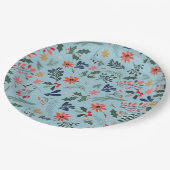 Poinsettia Berries Blätter Weihnachten Pappteller (Schrägansicht)