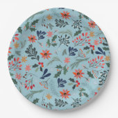 Poinsettia Berries Blätter Weihnachten Pappteller (Vorderseite)