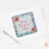 Poinsettia Berries Blätter Weihnachten Quadratischer Aufkleber (Umschlag)