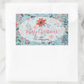 Poinsettia Berries Blätter Weihnachten Rechteckiger Aufkleber (Tasche)