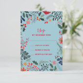 Poinsettia Berries Blätter Weihnachten RSVP Karte (Stehend Vorderseite)