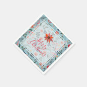 Poinsettia Berries Blätter Weihnachten Serviette (Ecke)