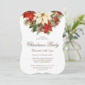Poinsettia Berries Botanical Christmas Party Einladung (Stehend Vorderseite)