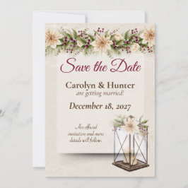 Poinsettia & Berries Elegante Hochzeit Save The Date