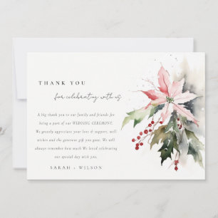 Poinsettia Berries Foliage Water color Wedding Dankeskarte
