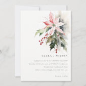 Poinsettia Berries Foliage Water color Wedding Einladung (Vorderseite)