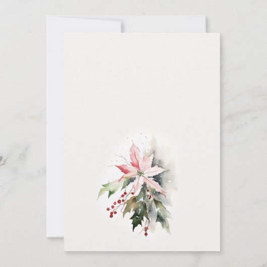 Poinsettia Berries Foliage Water color Wedding Einladung (Rückseite)