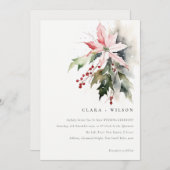 Poinsettia Berries Foliage Water color Wedding Einladung (Vorne/Hinten)