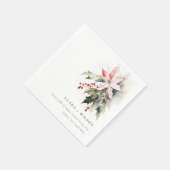 Poinsettia Berries Foliage Water color Wedding Serviette (Ecke)