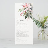 Poinsettia Berries Foliage Wedge Menu Card Einladung (Stehend Vorderseite)