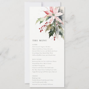Poinsettia Berries Foliage Wedge Menu Card Einladung