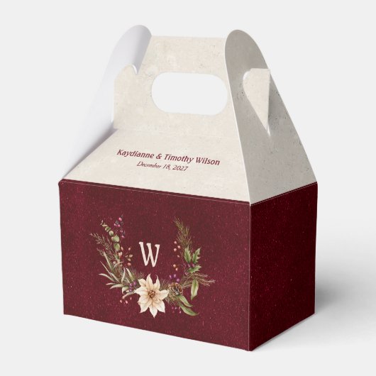Poinsettia & Berries Hochzeit Geschenkschachtel (Vorderseite)