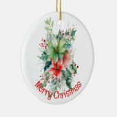 Poinsettia Berries und Blätter Weihnachten Keramik Ornament (Rechts)