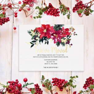 Poinsettia Berries Weve Moving Holiday Cards Folien Feiertagskarte