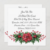 Poinsettia Berry Black Tie Event Invitation Einladung (Vorne/Hinten)