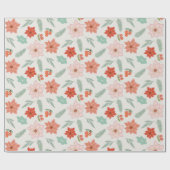 Poinsettia Berry Cream White Christmas Geschenkpapier (Flach)