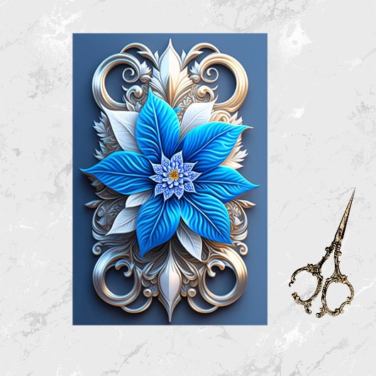 Poinsettia Blue Christmas Blume Elegantes Design Seidenpapier