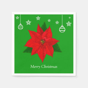 Poinsettia-Blume auf Grün Serviette