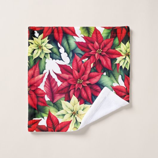 Poinsettia Blume Badhandtuch Set (Waschlappen)