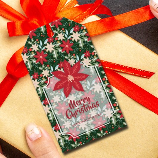 Poinsettia Blume Blätter Weihnachten Geschenkanhänger