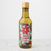 Poinsettia Blume Blätter Weihnachten Weihnachten M Weinetikett (Vorderseite)