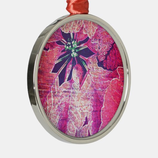Poinsettia Blume Digitale Kunst Silbernes Ornament (Rechts)