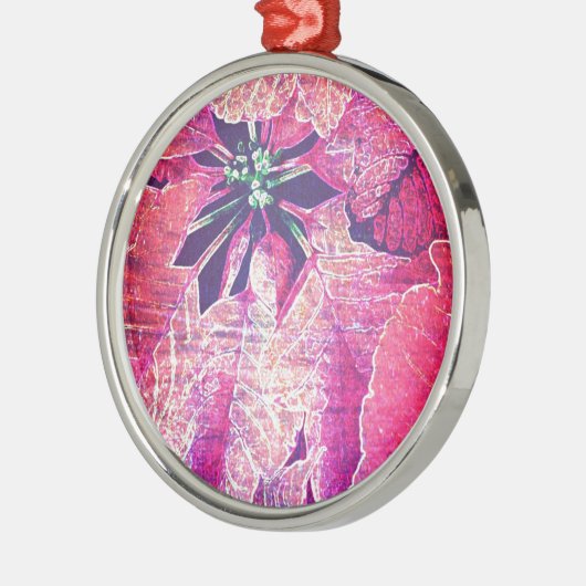 Poinsettia Blume Digitale Kunst Silbernes Ornament (Links)