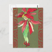 Poinsettia Blume Fairy Postkarte (Vorne/Hinten)