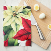 Poinsettia Blume Geschirrtuch (Viertel Falte)