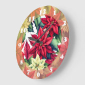 Poinsettia Blume Große Wanduhr (Winkel)
