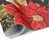 Poinsettia-Blume in Gold-Leaf | Weihnachten Geschenkpapier (Rolleneckpunkt)